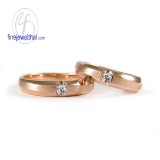 แหวนพิงค์โกลด์ แหวนคู่ แหวนเพชร แหวนแต่งงาน แหวนหมั้น - RC1247DPGm